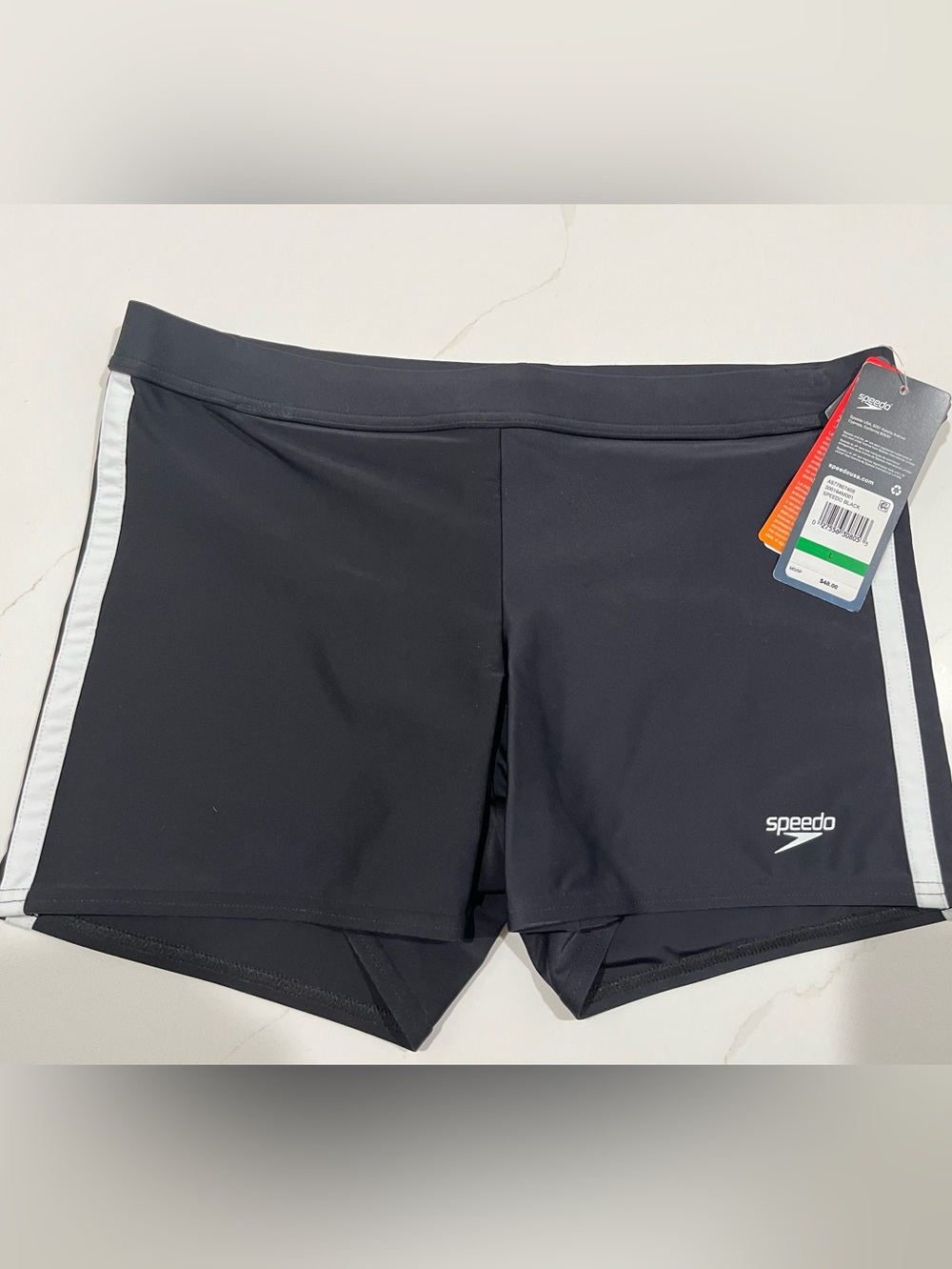 Men's Speedo Shoreline Square Leg Swim Brief Trunks UV Chlorine Resist NWT Large